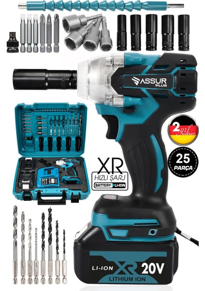 Assur Plus 21V 2.0ah Extra Güçlü Professional Somun Sökme Set Somun Sökme ve Akülü Vidalama