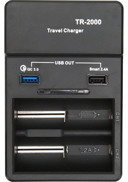 Lııtokala TR-2000 Universal AA/AAA/18650/14500/123A Akıllı Ikili Pil Şarj Cihazı Aleti