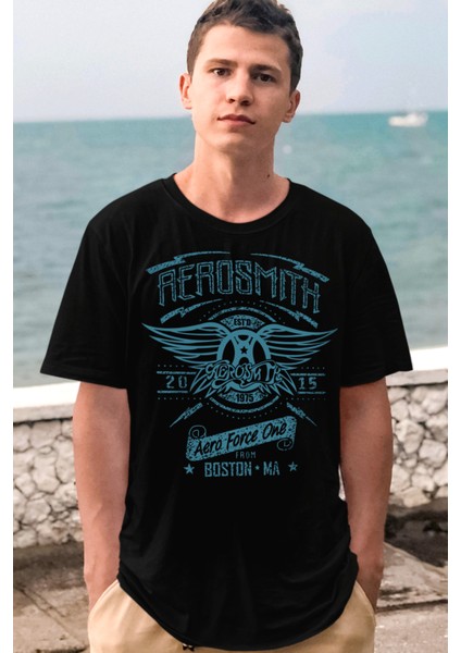 Aerosmith Siyah Kısa Kollu Erkek T-Shirt