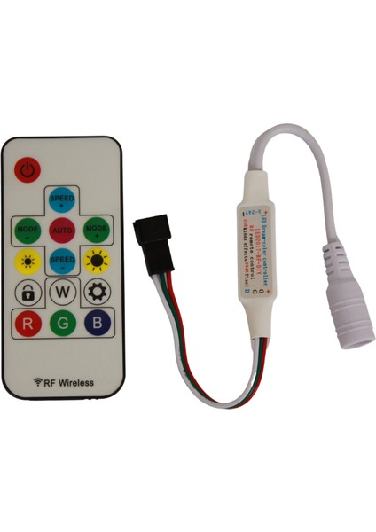 SP104E WS2811-WS2812 ARGB Pixel Led Kontrol Devresi 5-24V 14 Tuşlu RF Kumanda