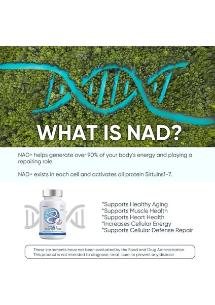 Nad+ (Nicotinamid Adenine Dinucleotide) Resveratrol 120 Vegeterian Capsules