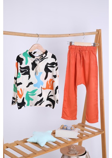 Babyhola Pamuk Bluz Pantolon Kız Erkek Çocuk Salaş Takım Renkli 1727