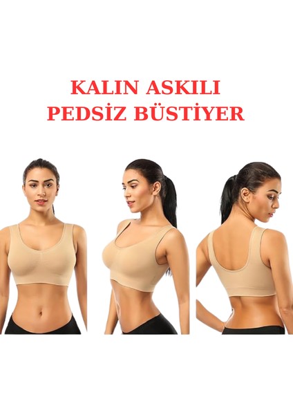 Göğüs Toparlayıcı Kalın Askılı Pedsiz Sütyen Korse Spor Sütyen Büstiyer Yarım Atlet