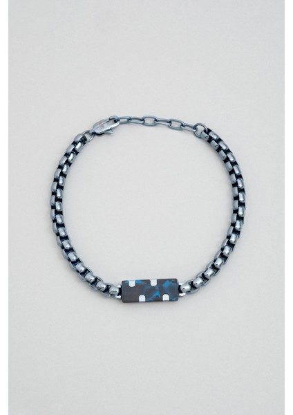 Karbon Fiber Detatylı 21 cm Çelik Erkek Bileklik