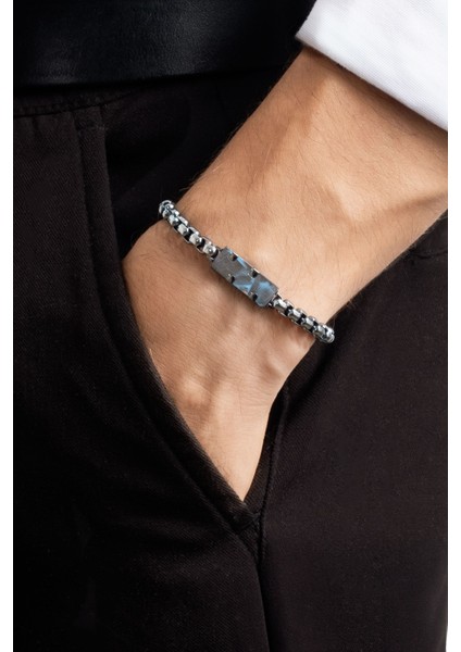 Karbon Fiber Detatylı 21 cm Çelik Erkek Bileklik fırsatları