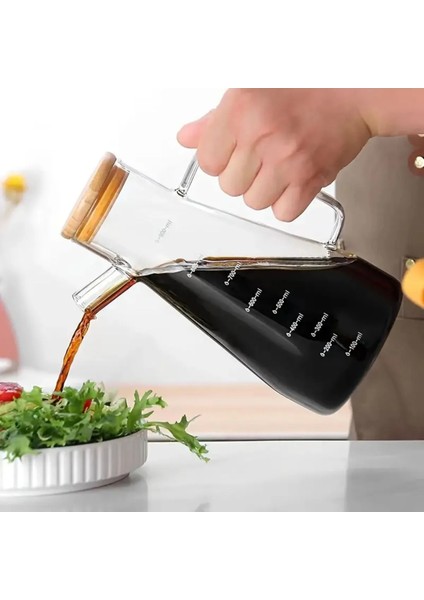 Bambu Kapaklı 900ML Borosilikat Cam Yağlık modelleri