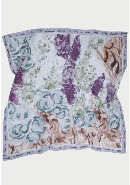 Colour Garden Desen Pamuk Vual Eşarp Lavanta