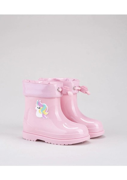 Bimbi Unicornio Pembe Çocuk Kar Bot Çizme PVC Malzeme ile Kaymaz Taban W10253-010