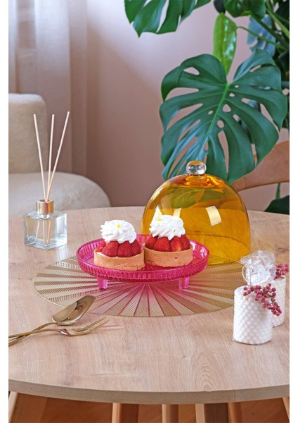 Kapaklı Kek Standı Pembe - Sarı modelleri