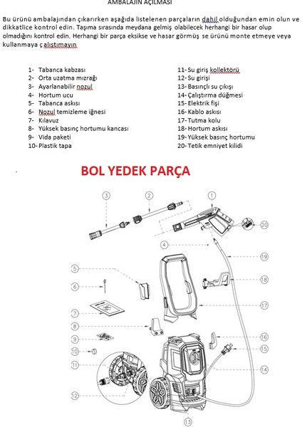 PROFESYONEL (Bakır Sargılı) İNDÜKSİYON MOTORLU Yüksek Basınçlı Yıkama Makinası (1800 W - 150 Bar)