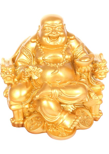 Reçine Buda Heykelleri Heykel Minyatür Figür Raf Koleksiyonu Altın (Yurt Dışından)