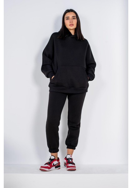 Kadın 3 Iplik Düz Baskısız Oversize Kesim Rahat Kalıp Kışlık Sıcak Tutan Yeni Sezon Eşofman Takımı fiyatları