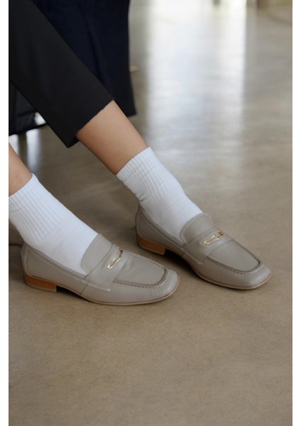 Kadın Vizon Hakiki Deri Loafer – Rahat ve Şık Günlük Maskülen Ayakkabı Babet K.354-034 fırsatları