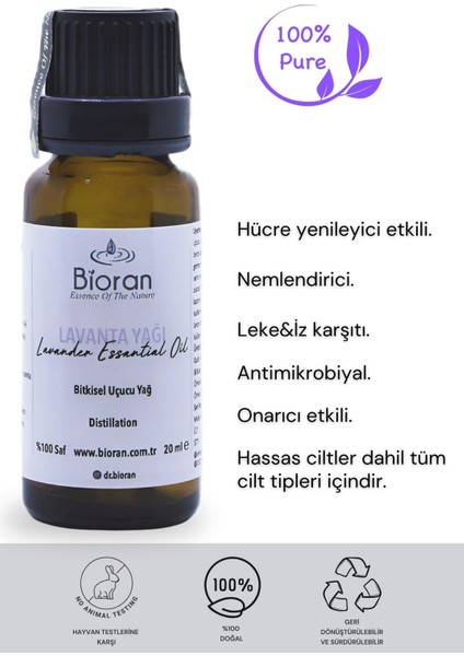 Lavanta Yağı % 100 Saf Bitkisel Uçucu Yağ 20 Ml. (Lavender Essential Oil)