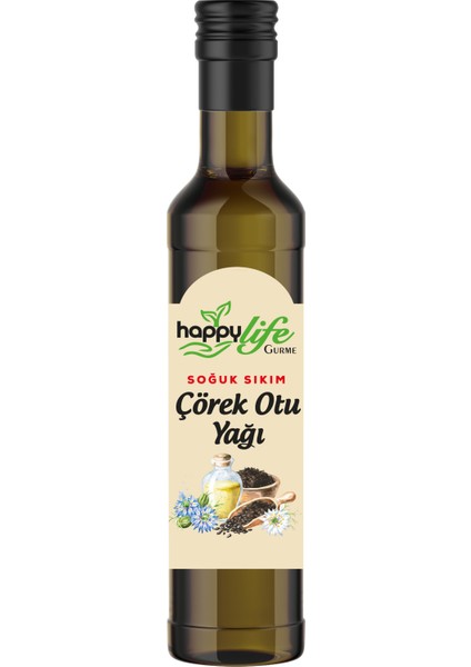 Happy Life Çörek Otu Yağı Soğuk Sıkım 250 ml