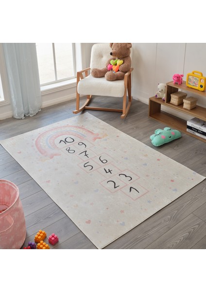 Sare By Kaşmir Halı Seksek Bej 120X180 cm Salon Mutfak Halısı Yolluk Kilim