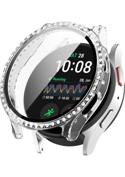 Samsung Galaxy Watch7 44MM Sert Pc Temperli Cam Filmli Tam Koruyucu Saat Kapağı (Yurt Dışından)