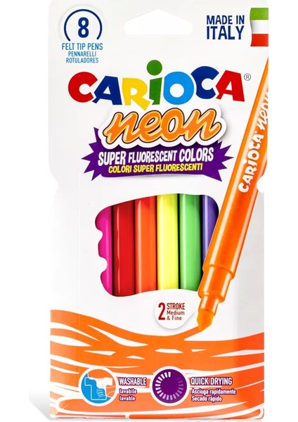 42785 Neon Süper Yıkanabilir Keçeli Kalem 8 Renk fiyatları