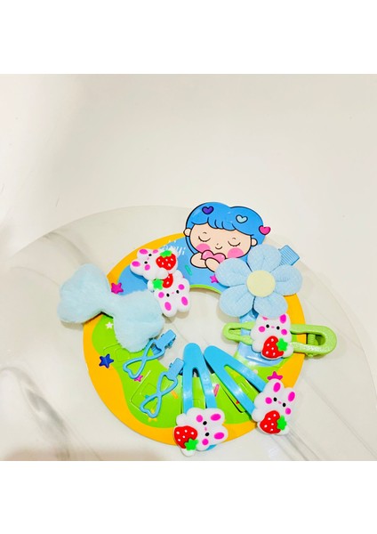 Kore Model Renkli Sevimli Kız Bebek Çocuk Saç Toka Seti 9 Lu