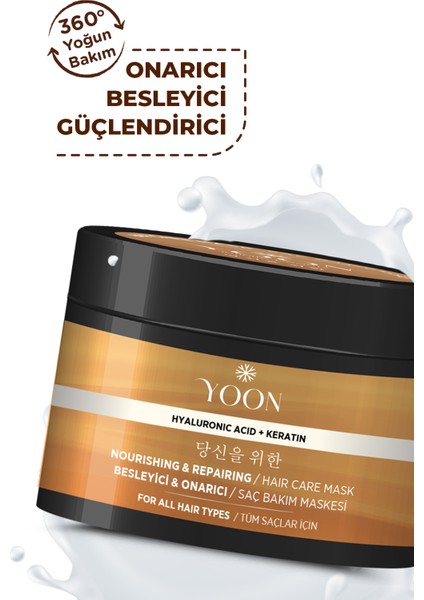 2'li Saç Bakım Maskesi 360° Yoğun Onarıcı Hyaluronic Asit ve Keratinli Saç Maskesi 2 Adet x 250ML