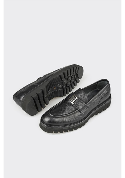 Siyah Deri Erkek Klasik Loafer modelleri