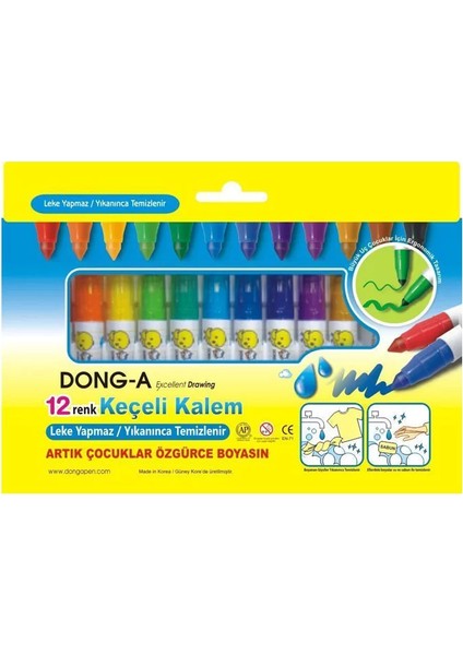 Dong-A 239313 Yıkanabilir Jumbo Keçeli Kalem 12 Renk