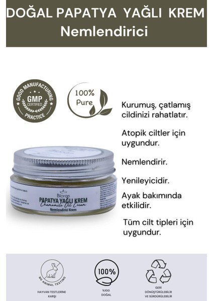 Papatya Yağlı %100 Doğal Içerikli Yoğun Bakım Kremi 40 Ml.