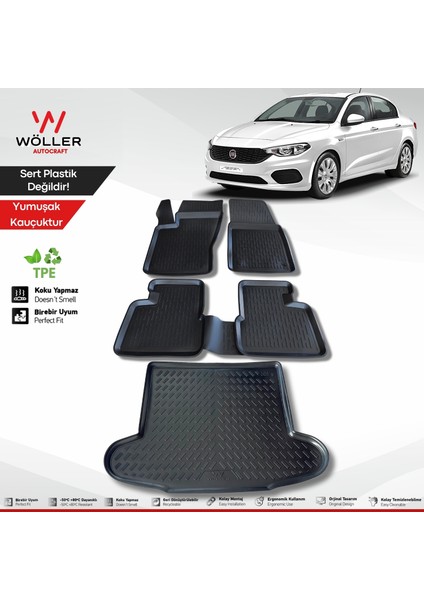 Fiat Egea Paspas Bagaj Havuzu Set Sedan 2015 2024 Arası 3D Wöller Ultraflex Set