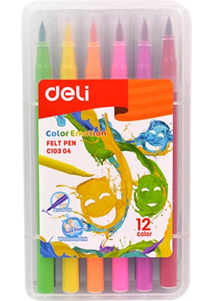 EC10304 Color Emotion Keçeli Kalem 12 Renk