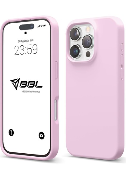 iPhone 16 Pro Kılıf Ince Sıvı Silikon 3 Katmanlı Tam Kaplamalı Yumuşak Jel Kauçuk Kılıf Kapak Lila
