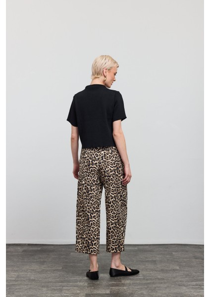 Leopar Desenli Baggy Pantolon