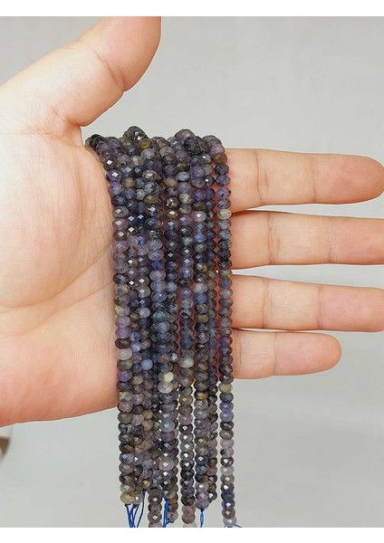 Su Safiri (Iyolit) Taşı Rondela Faset Kesim 3*4.5mm Dizi (53112)