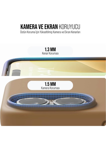 iPhone 16 Plus Kılıf Ince Sıvı Silikon 3 Katmanlı Tam Kaplamalı Yumuşak Jel Kauçuk Kılıf Kapak Gold