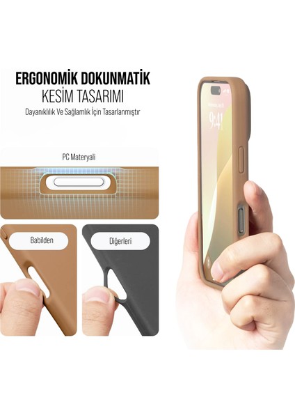 iPhone 16 Plus Kılıf Ince Sıvı Silikon 3 Katmanlı Tam Kaplamalı Yumuşak Jel Kauçuk Kılıf Kapak Gold