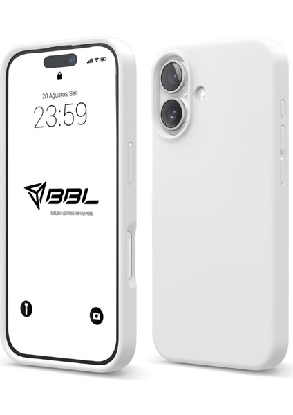iPhone 16 Plus Kılıf Ince Sıvı Silikon 3 Katmanlı Tam Kaplamalı Yumuşak Jel Kauçuk Kılıf Kapak Gümüş