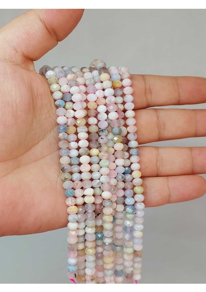 Morganit Taşı Rondela Faset Kesim 4*5mm Dizi (53096)