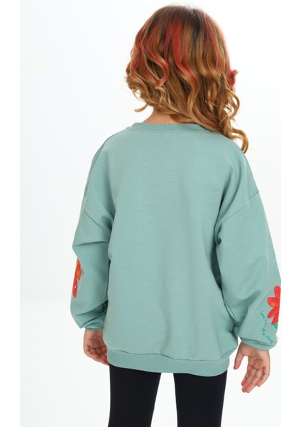 ATB-503470-1 Çiçek Baskılı Kışlık 3 Iplik Sweatshirt