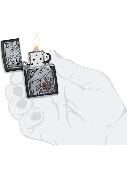 Çakmak Lighter 48120 Ship Shark Emblem Design