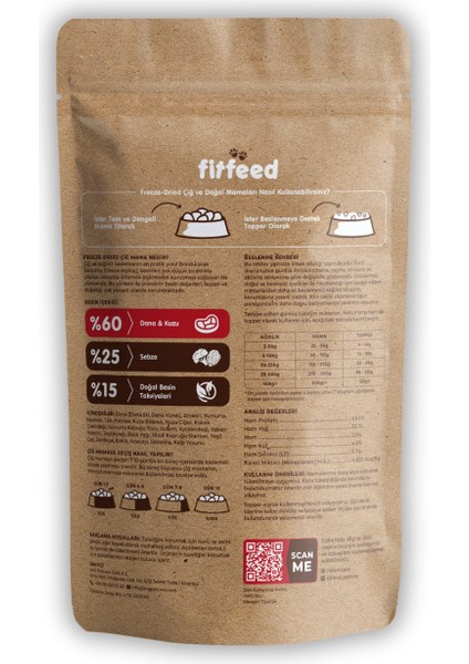 Freeze-Dried Kuru Çiğ Kedi Maması - %75 Dana - 300g