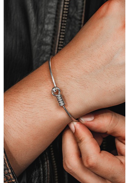 Erkek Gümüş Bileklik - El Yapımı Gümüş Zahit Erkek Bileklik Kelepçe