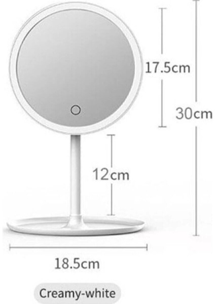 Makyaj Aynası Dokunmatik LED Işıklı Yuvarlak Masa Üstü Beyaz