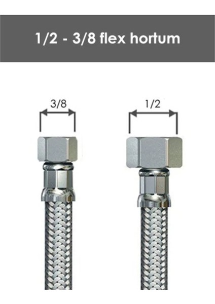 Batarya Flex Hortum 3/8-M10 70 cm Kısa Uç (2ADET)