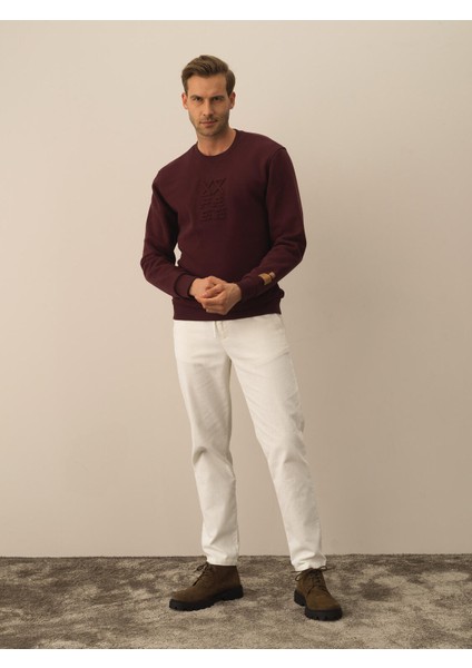 Erkek Bordo Pamuk Dokulu Regular Fit Sweatshirt