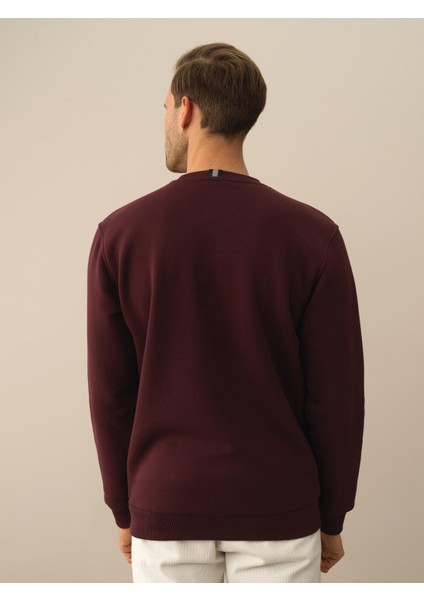 Erkek Bordo Pamuk Dokulu Regular Fit Sweatshirt modelleri
