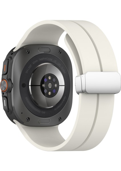 Samsung Galaxy Watch Ultra Gümüş Manyetik Katlanır Tokalı 47MM Silikon Saat Bandı (Yurt Dışından)