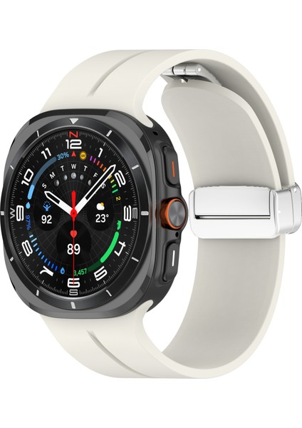 Samsung Galaxy Watch Ultra Gümüş Manyetik Katlanır Tokalı 47MM Silikon Saat Bandı (Yurt Dışından) modelleri
