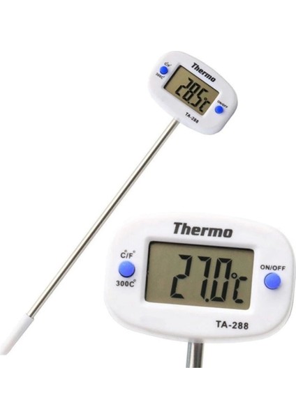 Thermo TA-288 Oynar Başlıklı Dijital Mutfak Yemek Termometresi Paslanmaz Çelik Sıcaklık Ölçer