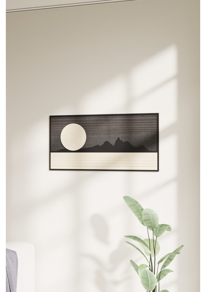Dekoratif Minimal Dağ Tasarımlı Ahşap Tablo