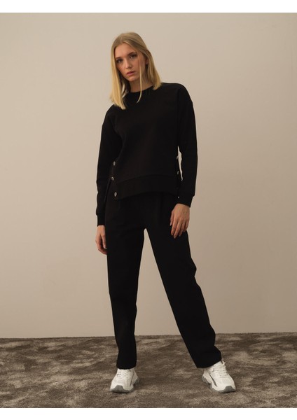 Kadın Camel Pamuk Dokulu Oversize Sweatshirt