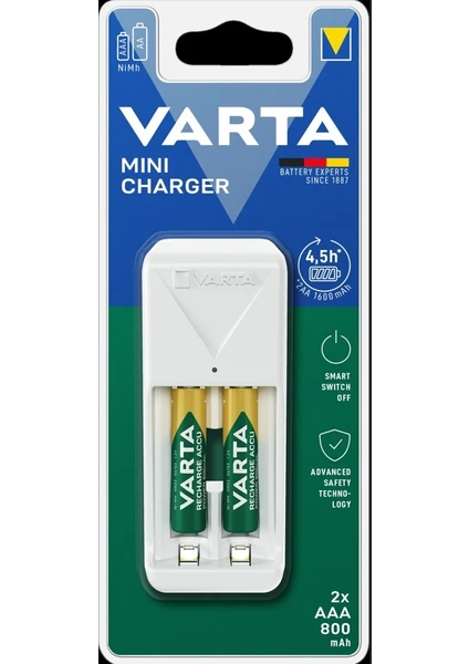 VARTA Mini Charger +2 adet 800mAh AAA Şarj Edilebilir Pil